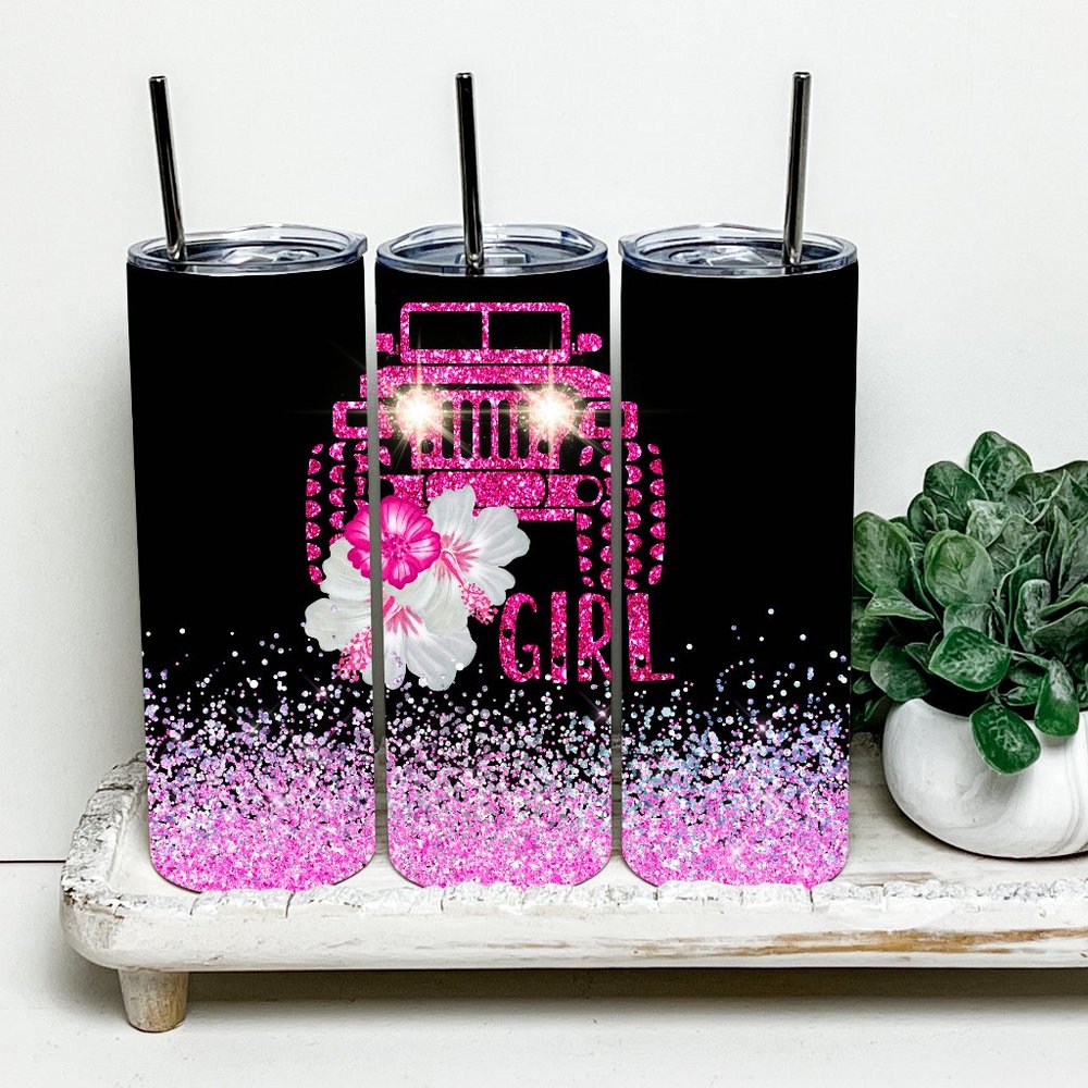 Jeep Girl 20oz Tumbler With Metal Straw